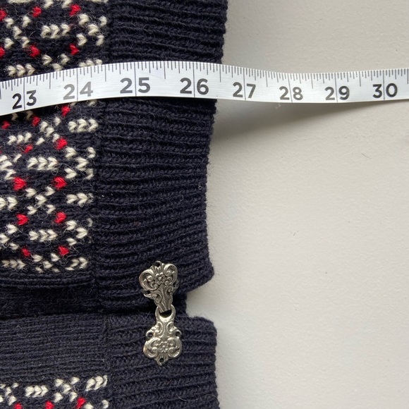 LL Bean Norwegian Wool Cardigan Sweater XL Nordic Fisherman Blue Birdseye VTG - Picture 8 of 8